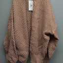 Libsorge Women's Oversized Cute Crochet Cardigan Fall 2024 Casual Lightweight Hollow Out V Neck Open Front Long Sleeve Sweater Cardigans Nutmeg S