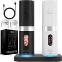 Home Hero Electric Salt and Pepper Grinder Set - Automatic Salt and Pepper Grinder Set Rechargeable. Electronic Salt and Pepper Shakers with LED Light, Electric Pepper Grinder & Salt Grinder, Set of 2 (White & Black)