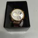 Men's Watch, Spiked Stainless Steel and Leather Chronograph Watch for Men, Color: Two Tone/ Brown