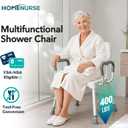 HOMENURSE Shower Chair for Inside Shower, 400 lbs, Wider Seat, Lightweight | 9-Level Height Adjustment, 2.55" Wider Suction Cups, Non-Slip, Tool-Free Conversion, for Seniors Disabled and Recovery