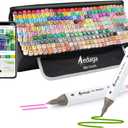 AEDAGA 280 Colors Alcohol Markers with Free App, Dual Tip Art Markers with Kickstand Case for Artists Adults,Alcohol Based Marker for Coloring Painting Sketching and Drawing, Great Gift