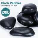 20lbs Black Rocks for Planters, 3-4 Inch Decorative Rocks for Potted Plants, Polished Garden Stones for Outdoor Landscaping, Walkways, Yard, River Rocks for Flower Pots, Vase