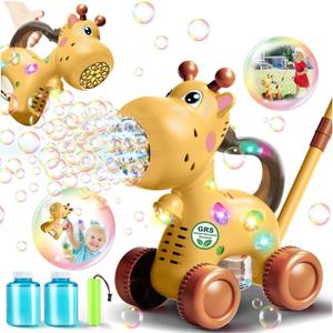 Nicmore Automatic Bubble Machine for Toddler 1-3: Giraffe Bubble Lawn Mover Outdoor Toy for 1 2 3 4 5 Year Old Boy Girl - Push or Handheld Bubble Maker Blower for Age 1-3 Kids Birthday Gifts