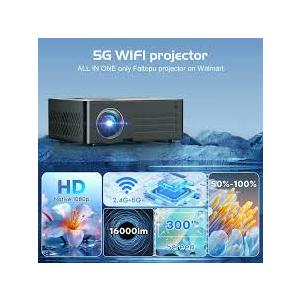 Projector with WiFi and Bluetooth, Native 1080P Portable Outdoor Movie Short Throw Projector with Android 14, Builtin Speaker, Compatible with Smartphone, Fire TV Stick, HDMI/USB