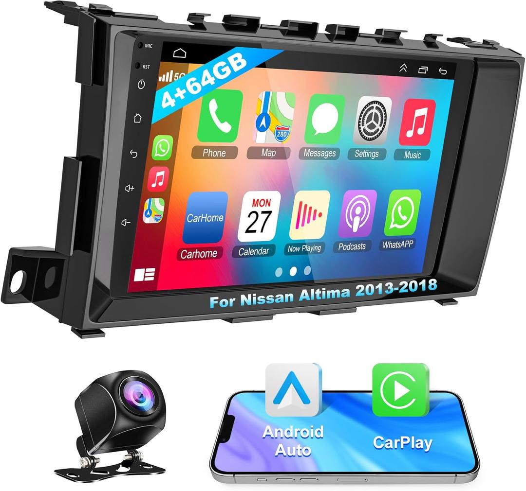 Car Radio for Nissan Altima 2013-2018, Support Wireless Carplay Android Auto, 9' Touch Screen GPS Navigation Head Unit, FM Bluetooth Car Stereo