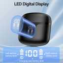 Wireless Earbuds, Bluetooth 5.3 Headphones Deep Bass Stereo Sound with ENC Noise Cancellation Wireless Headphones with 50H Playback and LED Display, IPX7 Waterproof Ear Buds Black