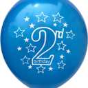 SHUNTAI Second Birthday Balloons Blue 2nd Happy Birthday Party Decorations Blue Latex Confetti Balloon for 2 Years Old Themes Birthday Party Supplies 15 Pack 12 inch