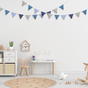 VitalCozy 17 ft Pennant Banner Flags, 2 Pcs Nursery Garland Triangle Bunting Flag Double Side Baby Banner for Boho Decor Baby Shower Birthday Wedding Party Event, Each 8.5 ft(Blue)