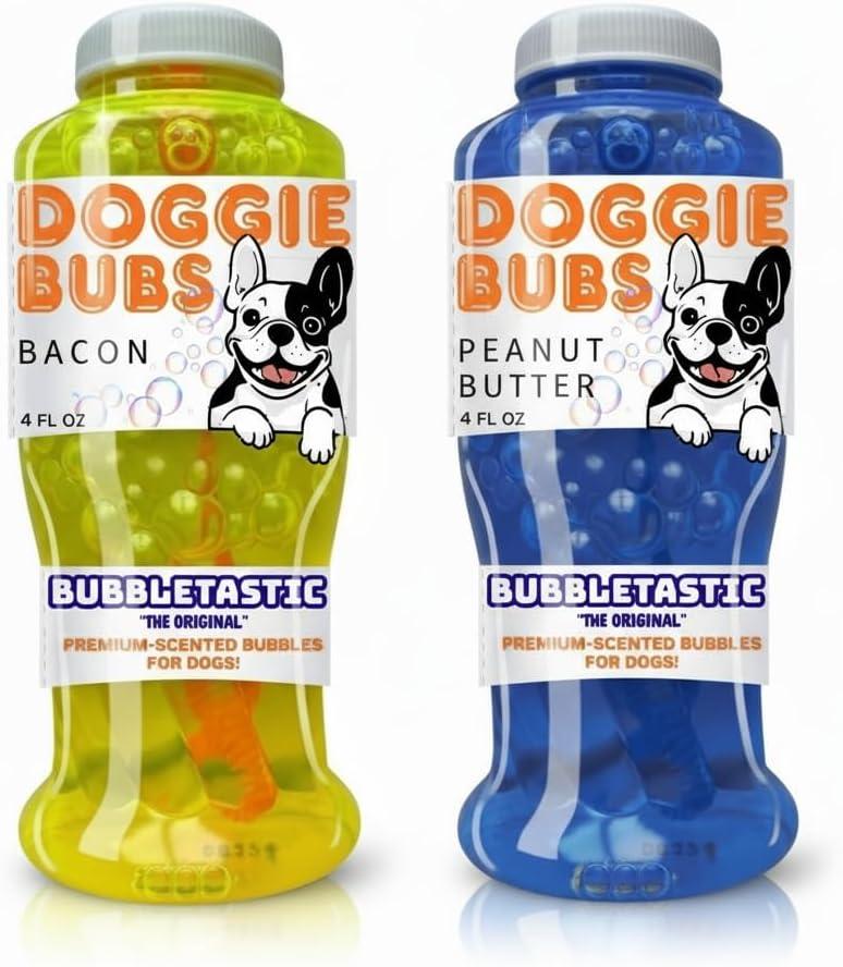 Bubbletastic Dog Bubbles, 8 oz Total, Bacon and Peanut Butter Scented, Set of 2