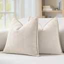 MIULEE Pack of 2 Cream Beige Decorative Pillow Covers 20x20 Inch Soft Chenille Luxurious Couch Throw Pillows Farmhouse Cushion Covers with Elegant Design for Sofa Bedroom Living Room Spring Decor
