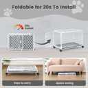 30 Inch Collapsible Dog Crate with Diamond Mesh, No-Tool Assembly Foldable Dog Kennel with 4 Lockable Wheels,Removable Tray,Portable Dog Cage for Medium/Large Dogs, Space-Saving, Indoor Outdoor Use