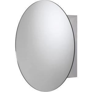 Croydex Severn Round Stainless Steel Medicine Cabinet with Mirrored Door, Fixed Shelf-Fully Assembled Medicine Cabinet, Discreet Storage Solution-Circular Medicine
