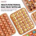 Renmxj Deviled Egg Containers with Lid Easter Gifts Set (28 Eggs), 2026 Upgraded Acacia Wooden Deviled Egg Tray Platter for Party, Home Kitchen Gift for Women, The Lid is Dishwasher Safe (White)