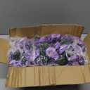 Sggvecsy Artificial Fake Hanging Flowers Plants Outdoor Outside Spring Summer Decoration 4PCS Faux Silk UV Resistant Morning Glory Trailing Vines for Home Porch Patio Balcony(Purple & Light Purple)