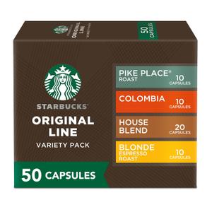 Starbucks by Nespresso Original Line Mild Variety Pack Coffee, 50-count Espresso Pods (10 Count (Pack of 5))