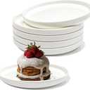 Vikko Salad Plate, Set of 6 White Plates, Bone China, Stackable 6.5 Inch Dessert Plates