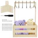 Wooden Baby Shower Crate Closet with 6 Hangers, Baby Storage Crate with Handle, Wood Basket for Baby Shower Gifts, Wooden Shower Party Crate Closet, Baby Shower Wooden Basket