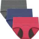 Period Underwear for Women Heavy Flow High Absorbency Panties High Waisted Menstrual Leakproof Postpartum Briefs (Large, Multicolor-01)