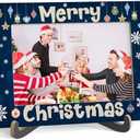 Zmyollo Merry Christmas Picture Frame, Merry Christmas Wooden Tabletop Photo Frame With Stand, Winter Christmas Frame Decorations, Christmas Party Decor, For Family Friends Winter Christmas Gifts-C06