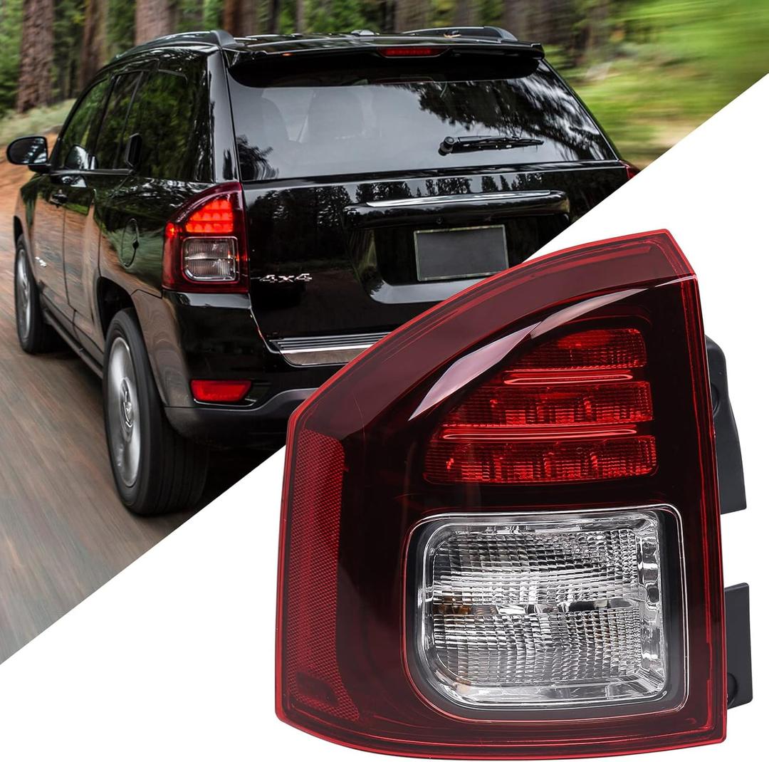 Huray Left Tail Light Fit for Jeep Compass 2014-2017 Taillight Driver Side LH Tail lamp Brake Lamp Assembly Replacement Accessory (For 14-17 Jeep Compass, LH(Driver Side))