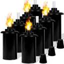 Nonley 8 Pack Torch Canisters 12 oz. Outdoor Torch Replacement Canister Bamboo Torches Refill Canister with Wicks and Covers, Decorative Lighting Torches for Lawn Patio Backyard, DIY Garden Decor