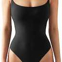 SUUKSESS Women Sexy Square Neck Thong Bodysuit Backless Cami Bodysuit Top S