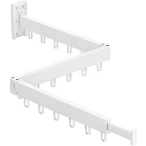 HEILAIYI Clothes Drying Rack,Laundry Drying Rack,Wall Mounted Clothes Rack,Laundry Rack Wall Mount,Folding Retractable Collapsible Drying Rack Clothing (Three-Poles,Loop Hooks,White)