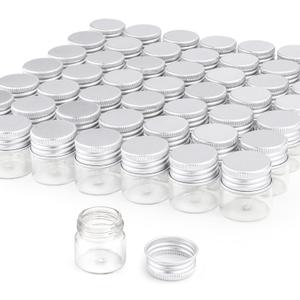 50 Pack,10ml Clear Glass Essential Oil Bottle,Empty Travel Glass Liquid Sample Vial Decorations Preservation Storage Vials Test Jars Container -1.18" W x 1.18" H