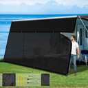 RV Awning Sun Shade Screen with Zipper 8' X 11'3",900D Oxford Cloth + Vinyl Mesh,Sunscreen Shade Complete Kits for Camper Trailer Awning,Black