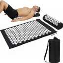 XiaoMaGe Acupressure Mat and Pillow Set with Bag  Large Size 28.7 X 16.5 inch Acupuncture Mat for Neck & Back Pain, Muscle Relaxation Stress Relief, Sciatica Pain Relief Pillow (Black)
