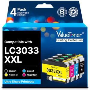 LC3033XXL Ink Cartridges Compatible with Brother LC3033 Ink Cartridges BK/C/M/Y LC3033XXL LC3035 XXL High Yield for Brother MFC-J995DW MFC-J805DW MFC-J815DW J995DWXL J805DWXL J815DWXL Printer (4-Pack)