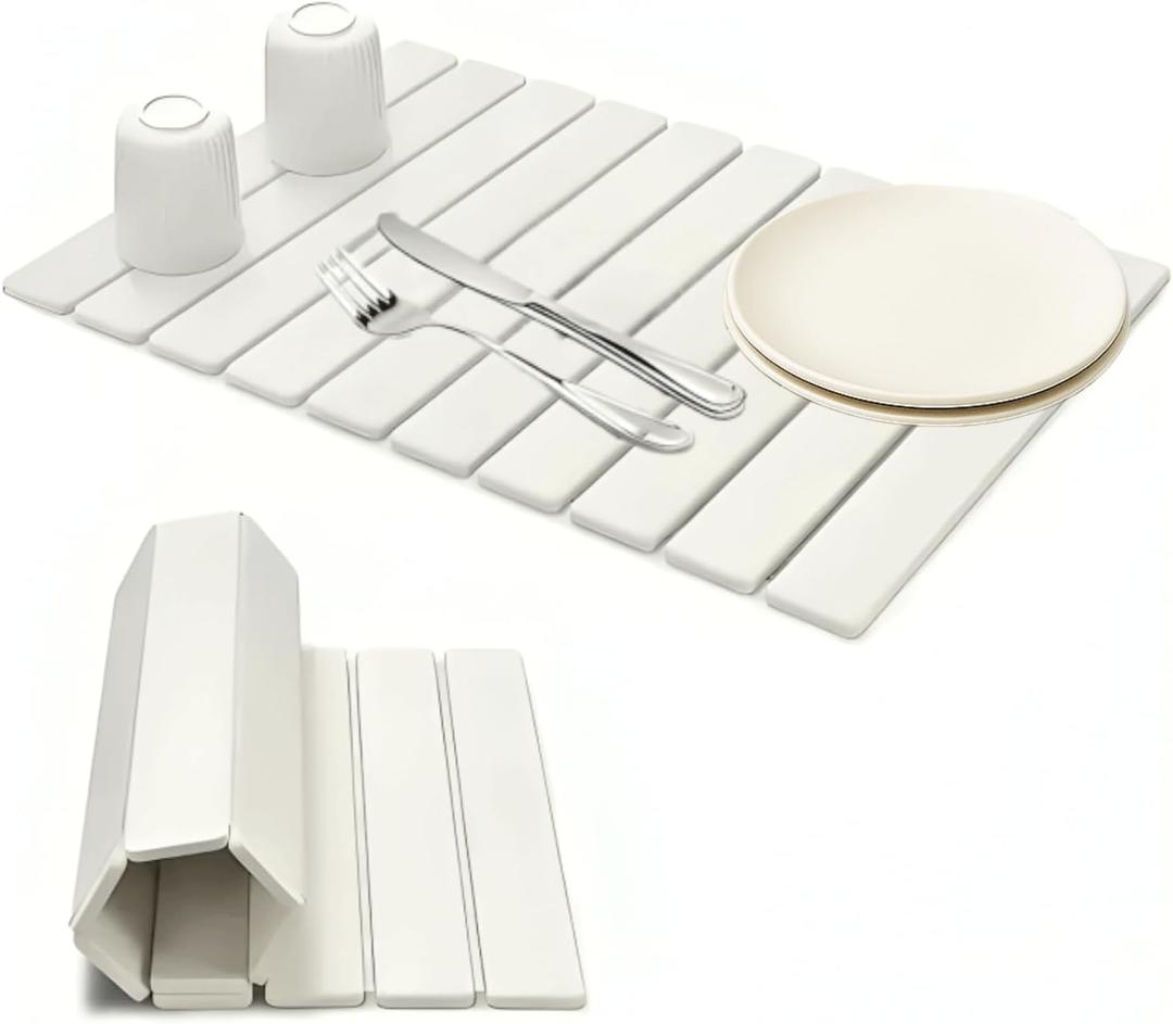 Stone Dish Drying Mat 24"16"  Super Absorbent Diatomite Earth  Quick Dry, Collapsible & Eco-Friendly Drying Mat for Dishes, Bottles & Utensils