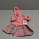 Winter Dog Dress, Cute Warm Fleece Dog Hooded Sweater, for Small Dogs Girl, Pink Plaid Puppy Dresses Clothes for Chihuahua Yorkie,Cat Apparel (Pink, Small (Chest 15in)