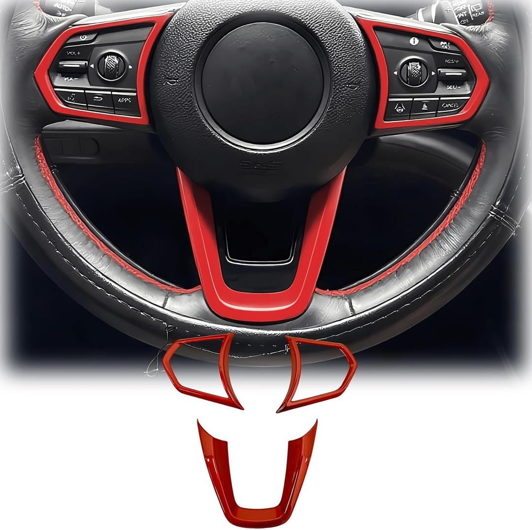 MUXEE Steering Wheel Button Frame,for Acura MDX 2022 2023 2024 2025 2026/Acura TLX 2021 2022 2023 2024 2025 - ABS Wine red Sport Steering Wheel Frame Cover Steering Wheel Button Wrap Accessories