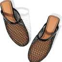 Women's Mesh Mules Breathable Slip-On Net Flats Lightweight Mesh Ballet Flats for Women for Casual Or Indoor Wear (6, Black)