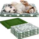 VitalCozy 4 Pcs Dog Crate Pads, Ultra Soft Warm Washable Anti-Slip Kennel Bed Mat for Pets, Reversible, Replaceable, Cozy Cage Liner for Small Medium Large Dogs and Cats(18 x 24 x 1.6 Inch,Green)