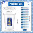 Sliner 50 Set 2026 Blue and Gold Graduation Plastic Cup Disposable with Lid and Paper Straw 16 oz Clear Drinking Cup for College High School Grad Party Supplies Decoration Festivities