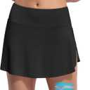 Beautikini Period Swimwear Menstrual Leakproof Swim Skirt Swimsuit Mid Waist Bathing Suit Bottoms for Teens Girls (X-Large, Black)