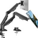 Dual Monitor Mount for Screens up to 43", Heavy Duty Ultrawide Dual Monitor Arm Holds 2.2-33lbs Each, Premium Gas Spring Adjustable Computer Monitor Stand for 2 Monitors, VESA Desk Mount