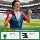 2 x Handheld Fan Kit with Soccer Stickers & Wristbands, Portable Summer Fan | Fun summer gift set with green portable fan, 24 soccer stickers & 8 silicone wristbands for fans, kids, parties and outdoor