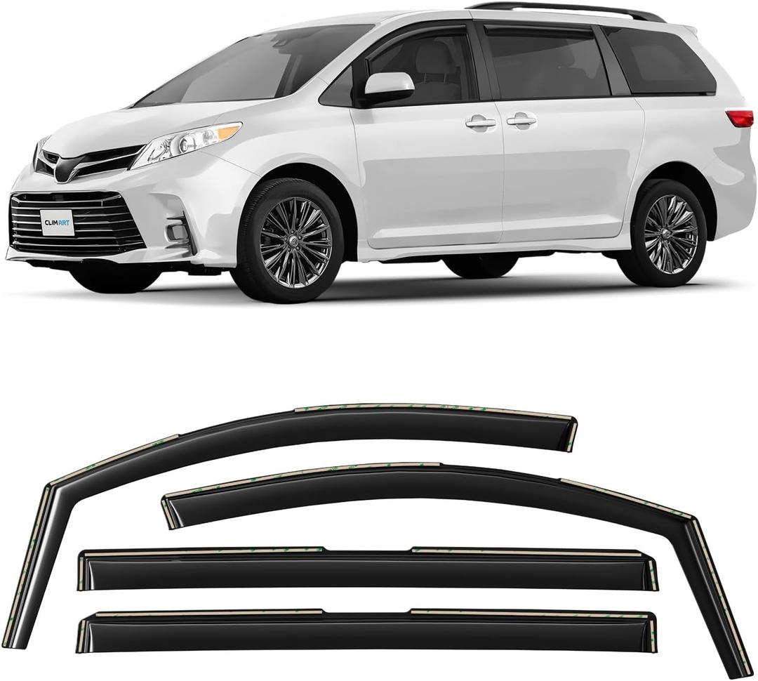 CLIM ART in-Channel Incredibly Durable Rain Guards for Toyota Sienna 2011-2020, Original Window Deflectors, Vent Window Visors, Vent Deflector, 4 pcs. - 611025