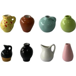 2 x Mini Ceramic Vase Refrigerator Magnets, Small 3D Plant Vase, Refrigerator Decorative Accessories, Suitable for Desktop, Kitchen, Office Decoration (A)