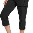 Ksmien Women's Lightweight Hiking Capri Pants Quick Dry Workout Cargo Capris Water Resistant UPF 50+ Zipped Pockets (Black, XXL)