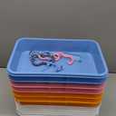 Suzile 6 Pcs Portable Sand Tray with Lid Small Colorful Sensory Bin Play Plastic Sand Tray with Handles Gift for Christmas Water Sand Beads Container, 14.96 x 9.84 x 3.35 Inches, Blue, Orange, Pink