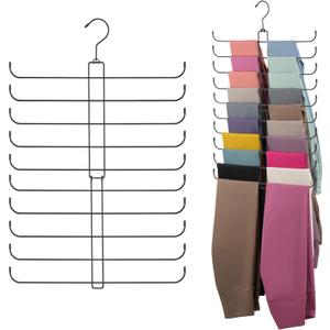 ZEDODIER Legging Organizer for Closet, 2 Pack Rotatable Yoga Pants Hanger for Women's XS-XL and Girls' Leggings, Holds Up to 40 Pairs, Space-Saving Closet Organizers and Storage, Black