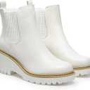 DREAM PAIRS Women's Wedge Chelsea Ankle Boots Fashion Round Toe Low Wedge Heel Platform Booties Shoes (White), 8.5