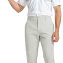 Rouen Golf Pants Men 8 Pockets Water Resistant Flat Front - 30"/32"/34" Chino Dress Pants Lightweight Stretch Casual Trousers (Silver Grey)
