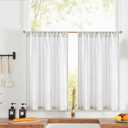 Jinchan Linen Striped Kitchen Curtains Tier Cafe Curtains for Living Room Bathroom RV 36 Inch Farmhouse Rustic Half Window Treatment Light Filtering 2 Panels Gray on White (Cottage Striped Grey)