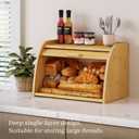Kitsanery Bread box for kitchen countertop, Bamboo bread storage, Roll-Top Bread Container, Farmhouse Bread Holder for Homemade Bread ( Single Layer)