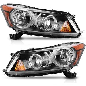 AUTOSAVER88 Headlight Assembly Compatible with 2008-2012 Honda Accord Sedan 4-Door, 08 09 10 11 12 Accord Headlights, Driver and Passenger Side (OE - Black/Amber/Clear)
